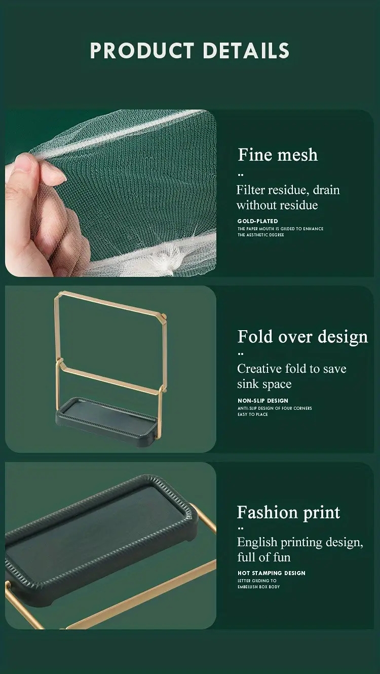 égouttoir pliable pour évier de cuisine, sac en pour évier, étagère anti-colmatage, sac à déchets jetable détails 7