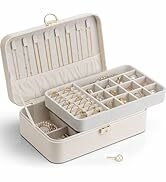 Vlando Jewelry Box Organizer for Women Girls, 2 Layer Jewelry Case with Lock,Jewelry Storage Earr...