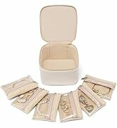 Vlando Travel Small Jewelry Case, Jewelry Travel Organizer with 6 Pcs Jewelry Bags Gifts for Chri...