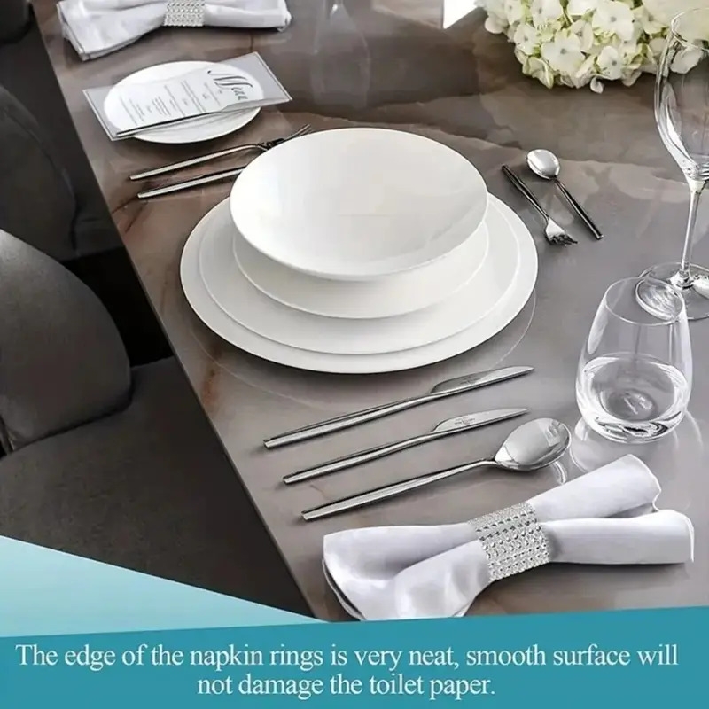 ensemble de 12 anneaux de serviette en strass de style européen -   de     à 8 rangées pour décorations de table de mariage, dhôtel et de repas festifs détails 5