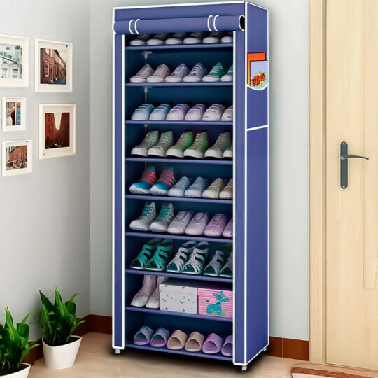 Sapateira Organizadora Dobrável 9 Prateleiras Portátil Turquesa