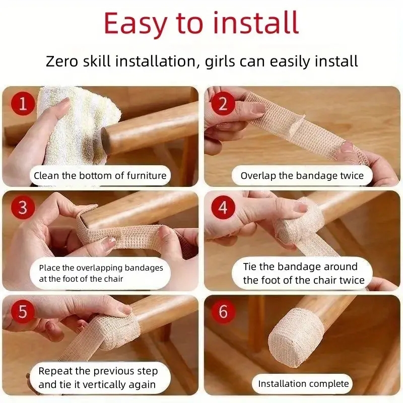 2 rouleaux de protecteurs de pieds de chaise auto-adhésifs de 1 pouce de large et 157.5 pouces de long, couvre-pieds de chaise antidérapants et réducteurs de bruit, protecteurs de pieds de chaise anti-humidité détails 0