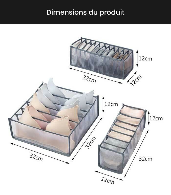 paniers de rangement pour sous-vêtement - dimensions