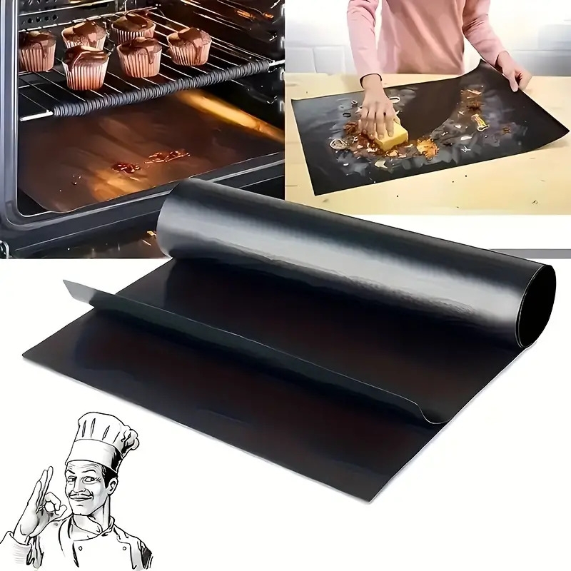 1/2pcs tapis de cuisson non-adhésifs et réutilisables - parfaits pour four à électricité & gaz, grille-  et grils -   de cuisine   pour barbecues extérieurs & cuisson détails 0