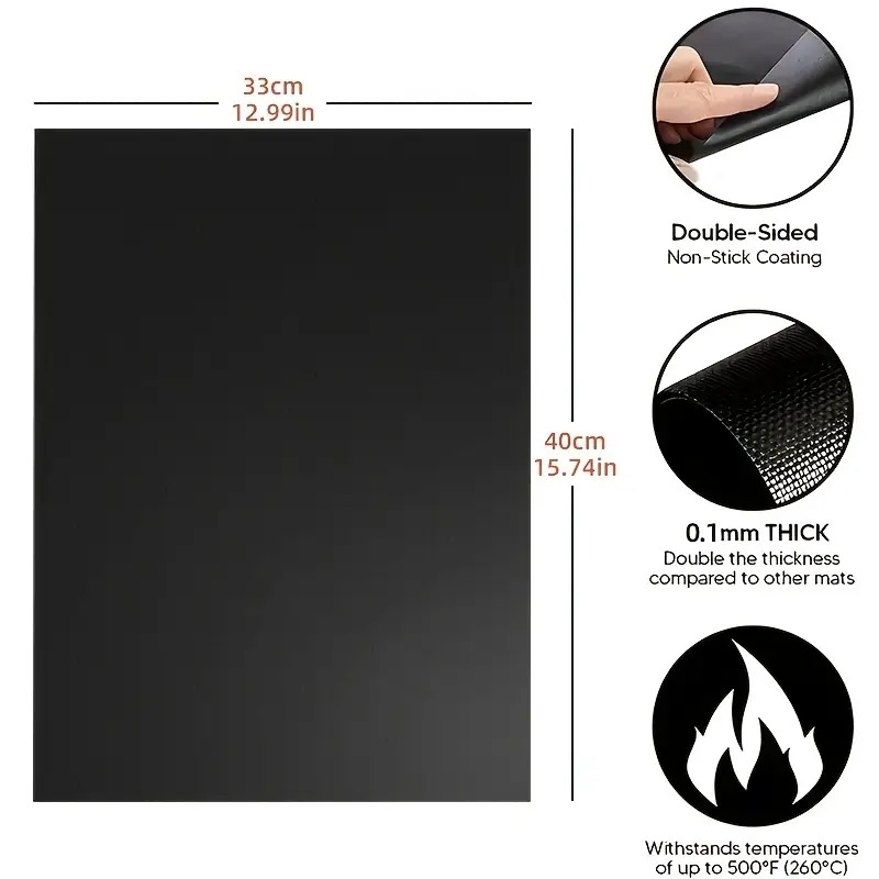 1/2pcs tapis de cuisson non-adhésifs et réutilisables - parfaits pour four à électricité & gaz, grille-  et grils -   de cuisine   pour barbecues extérieurs & cuisson détails 3