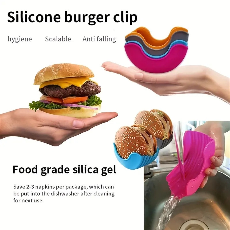 4 moules à hamburgers en silicone , de cuisson extensibles et réutilisables, contenants de conservation alimentaire pour , pour une préparation facile des hamburgers. détails 3