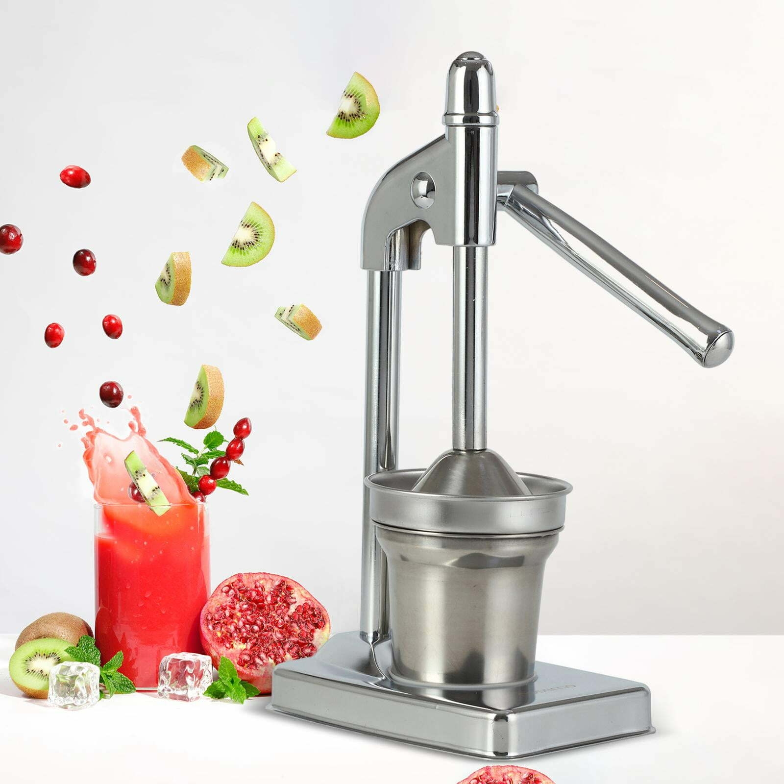Hand Press Juicer Machine Lemon Squeezer Stainless Steel Heavy Duty Commercial Grade Juice Extractor Maker Manual Orange Juicer for Kitchen Argent