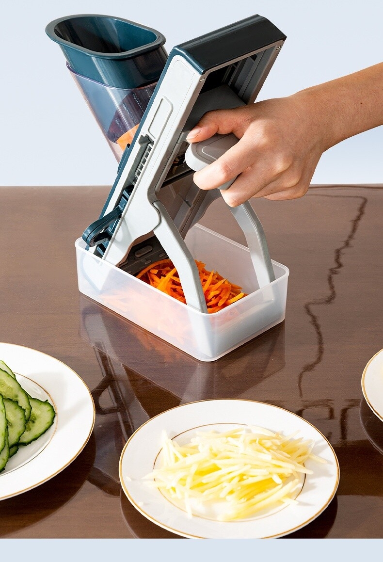 Hachoir à légumes durable Mandoline trancheuse 3 lames outil de cuisine en acier épaisseur réglable tranchage de pommes de terre comprend