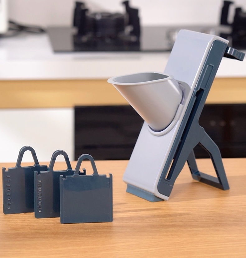 Hachoir à légumes durable Mandoline trancheuse 3 lames outil de cuisine en acier épaisseur réglable tranchage de pommes de terre comprend