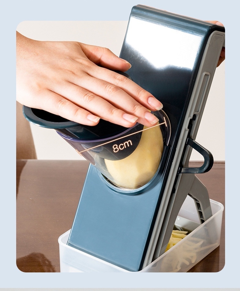 Hachoir à légumes durable Mandoline trancheuse 3 lames outil de cuisine en acier épaisseur réglable tranchage de pommes de terre comprend