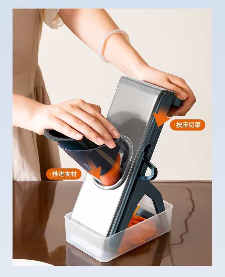 Hachoir à légumes durable Mandoline trancheuse 3 lames outil de cuisine en acier épaisseur réglable tranchage de pommes de terre comprend