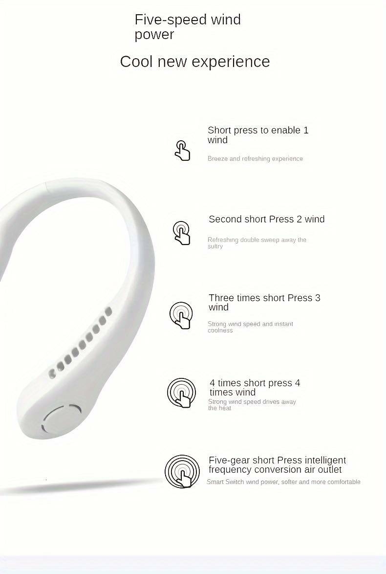 Un Ventilateur De Cou Portable Avec Chargement USB, Un Ventilateur De Refroidissement Portable À Porter, 5 Vitesses Réglables, Un Refroidisseur Dair De Cou Avec Affichage Numérique Sans Lame, Un Ventilateur Portable Cool, Des Fournitures Scolaires, Un Cadeau Parfait Pour Anniversaire/Noël, Pêche/camping/voyage. détails 2