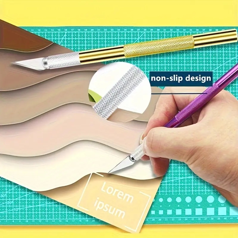 ensemble de 1 couteau   et 5 lames, ensemble de couteaux de sculpture en   daluminium, kit de couteau de   pour la sculpture de citrouilles, bricolage, art,  , pochoir (4 couleurs en option) détails 5