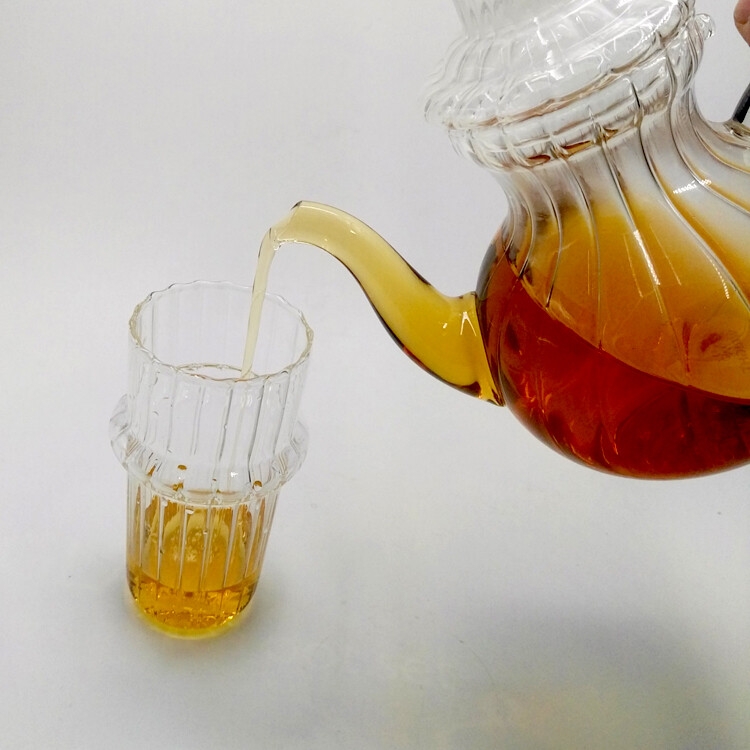 Théière marocaine en verre Borosilicate résistant à la chaleur, théière en verre vapeur théière avec verres à thé marocain 400ml