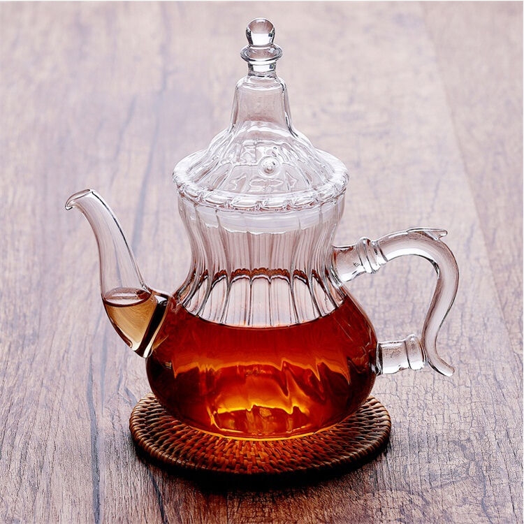 Théière marocaine en verre Borosilicate résistant à la chaleur, théière en verre vapeur théière avec verres à thé marocain 400ml