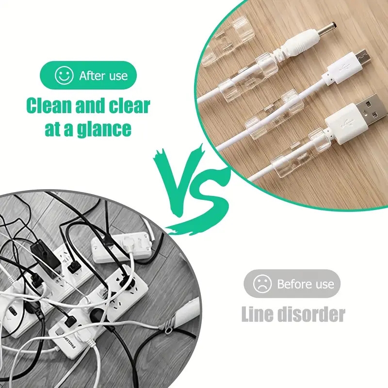 20pcs 40pcs self   transparent cable clips   multi functional cable organizer advanced   acrylic   cable clips suitable for home   tv pc laptop desktop management details 1