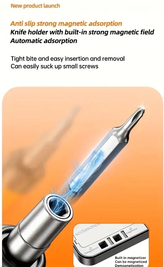 kit de tournevis électrique - silencieux,  , rechargeable avec couple  , kit doutils multifonctionnel portable 46-en-1 pour     détails 4