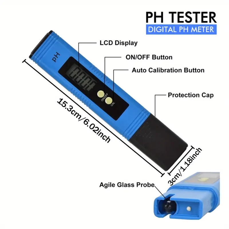 digital ph meter and tds tester for aquariums pools and spas premium water quality monitor for fish plastic material easy to read lcd display details 2
