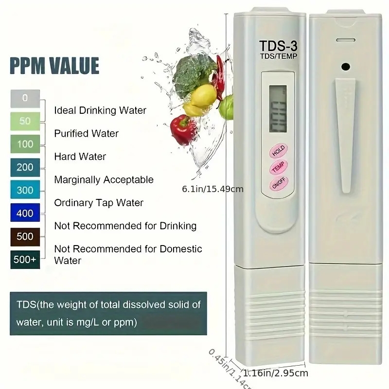 1/2pc     tds haute  , plage de 0,01 tds 0-9990 ppm, affichage numérique,   pile requise, ph-mètre   pour aquariums, test de   du filtre, capuchon de stylo   détails 2