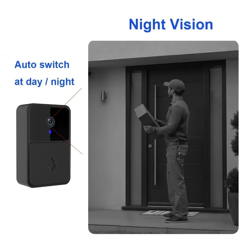 caméra de porte wifi intelligente avec sonnette   fil - enregistrement vidéo hd, vision  , audio bidirectionnel,   détection de mouvement, charge usb/batterie double, compatible pour sécurité   et cadeaux de fêtes (noir) Détails du produit 7