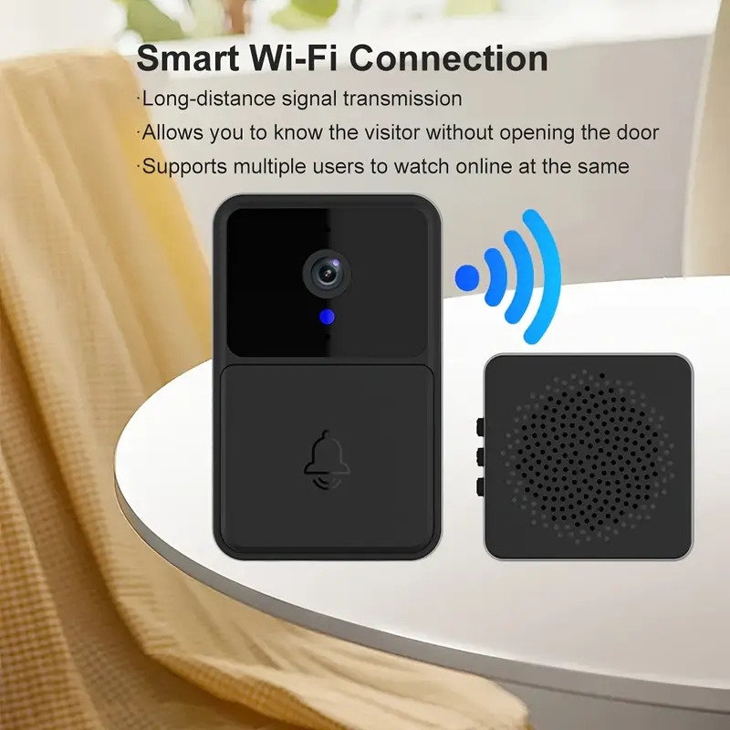 caméra de porte wifi intelligente avec sonnette   fil - enregistrement vidéo hd, vision  , audio bidirectionnel,   détection de mouvement, charge usb/batterie double, compatible pour sécurité   et cadeaux de fêtes (noir) Détails du produit 8