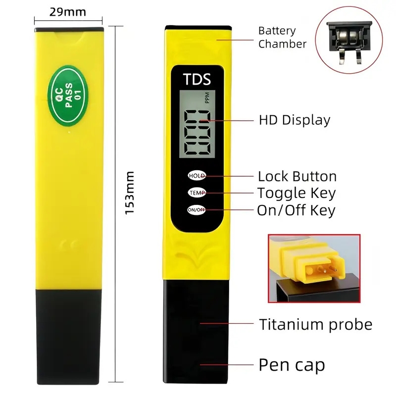 tds water quality testing pen with large display 0 01 ph   battery powered non rechargeable ideal for industrial use measurement range of 0 14 water quality testing instruments details 1