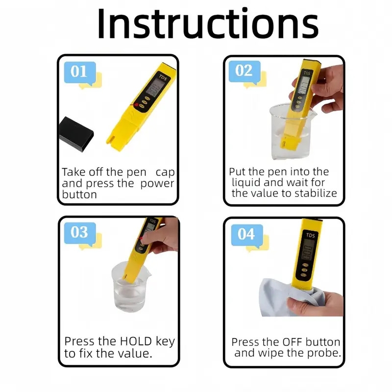 tds water quality testing pen with large display 0 01 ph   battery powered non rechargeable ideal for industrial use measurement range of 0 14 water quality testing instruments details 0