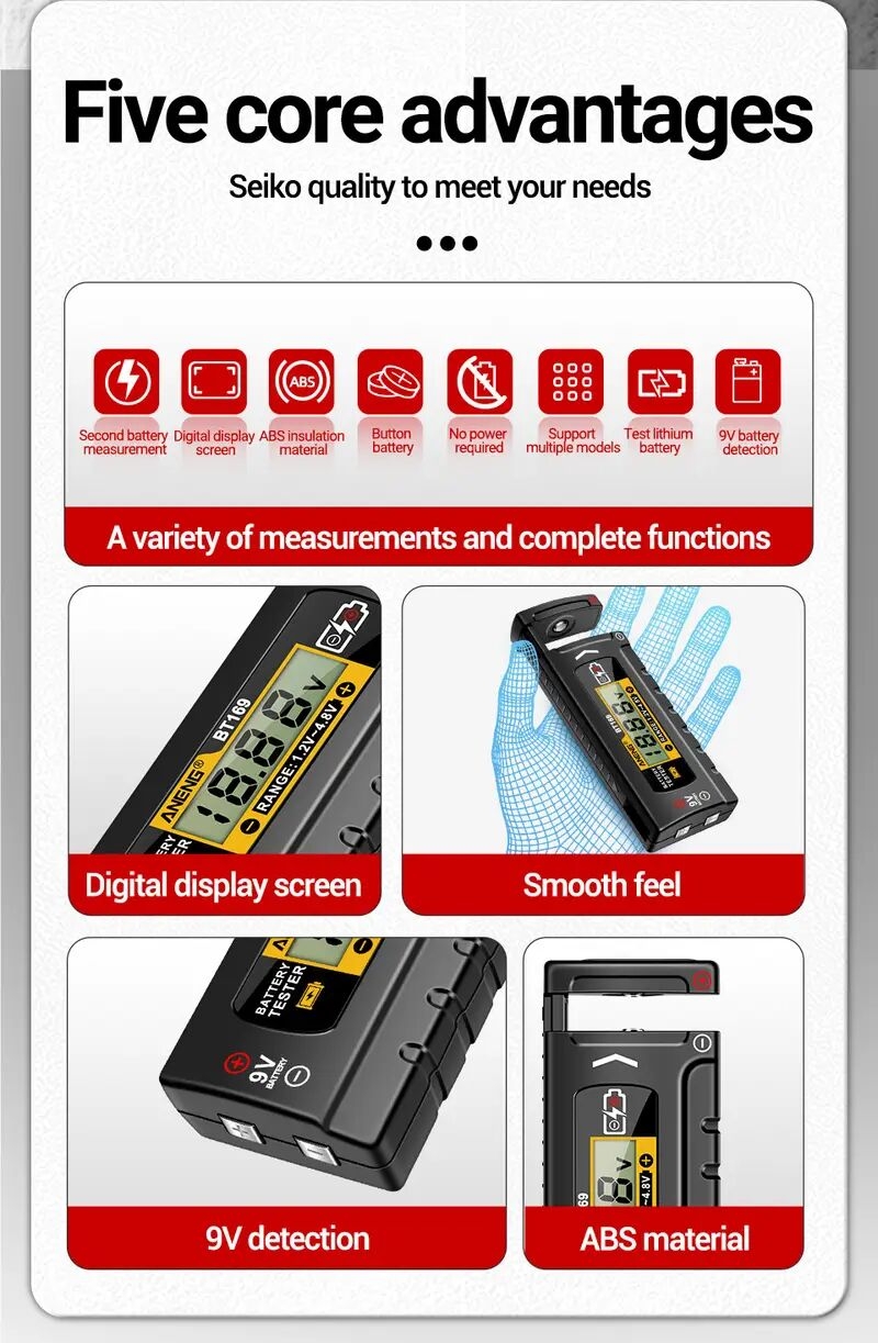   bt169   de batterie écran de visualisation numérique   multiples pas de   requise portable abs plastic   outils   batterie Détails du produit 2