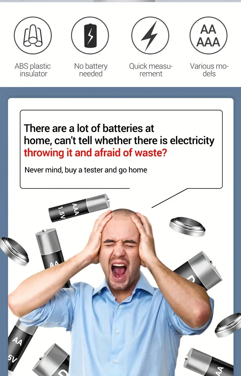   de batterie lithium numérique   an-168 pro - vérificateur de   9v/1.5v avec affichage facile à lire pour piles aa, aaa, c, d, 9v - abs durable, test rapide et précis, pas dalimentation requise, vérificateur détat de santé de la batterie|  daffichage numérique|matériau abs durable Détails du produit 1