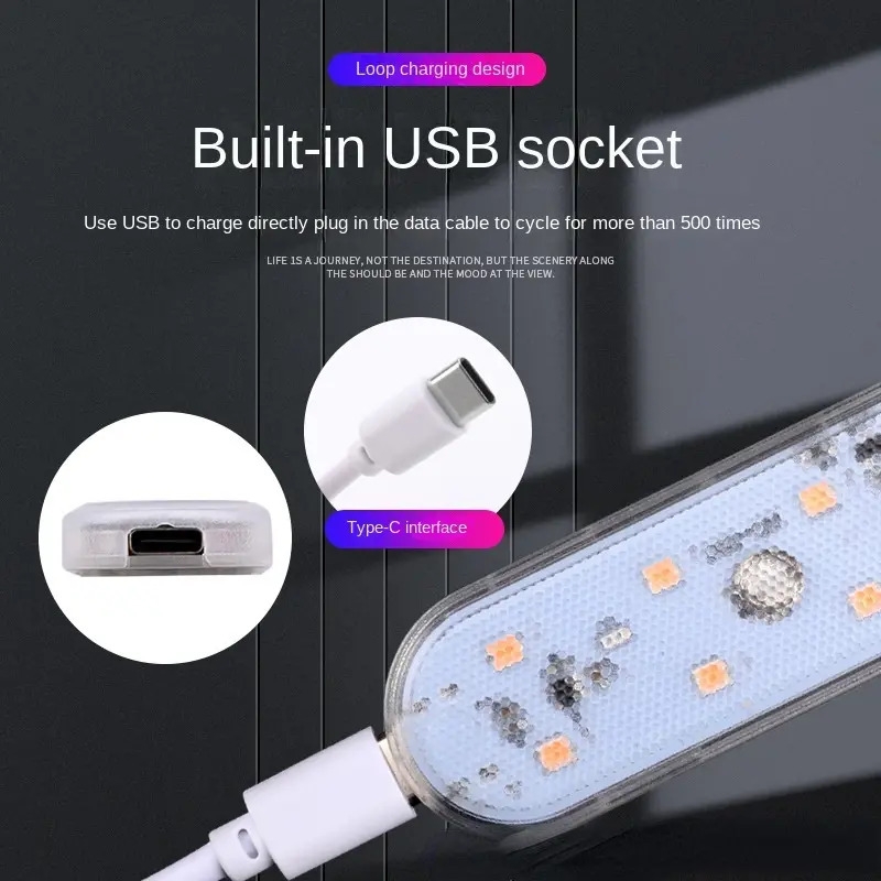 wireless magnetic mini led car lights 8led 6led touch lights with usb charging for interior roof door foot trunk storage details 3