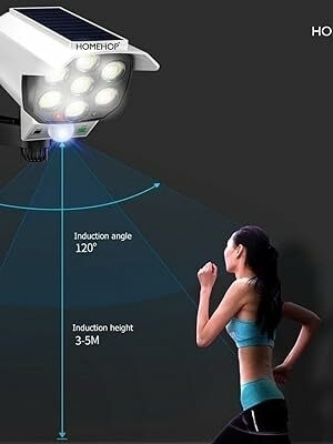 Lampe de sécurité solaire avec détecteur de mouvement pour extérieur, maison, jardin, fausse lampe murale en forme de caméra