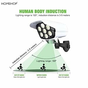 Lampe solaire de sécurité à 77 LED avec détecteur de mouvement pour extérieur, maison, jardin, fausse lampe murale en forme de caméra