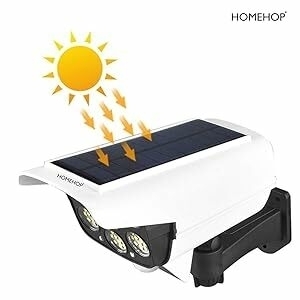 Lampe de sécurité solaire à LED avec détecteur de mouvement pour extérieur, maison, jardin, fausse lampe murale en forme de caméra