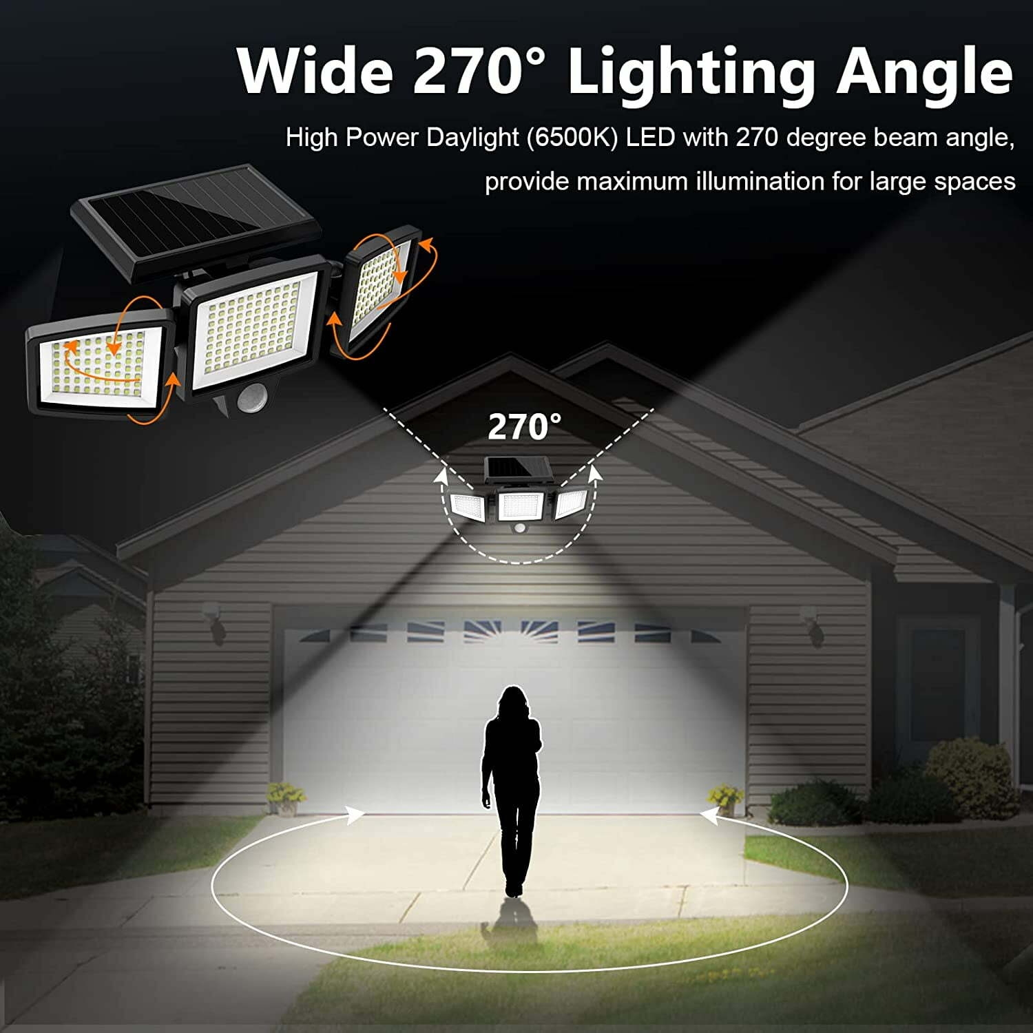 SZRSTH Solar Lights Outdoor, Waterproof LED Motion Sensor Lights with Remote for Porch Garage Yard Patio
