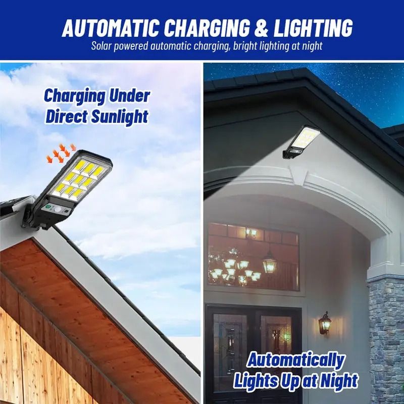 lot de 4 lampadaires solaire à capteur de mouvement - lampes murales extérieures intelligentes en led pour cour, patio, terrasse et décoration de jardin, éclairage cob rechargeable avec capteur infrarouge, options de 1/2/3/4 pièces, boîtier durable détails 6