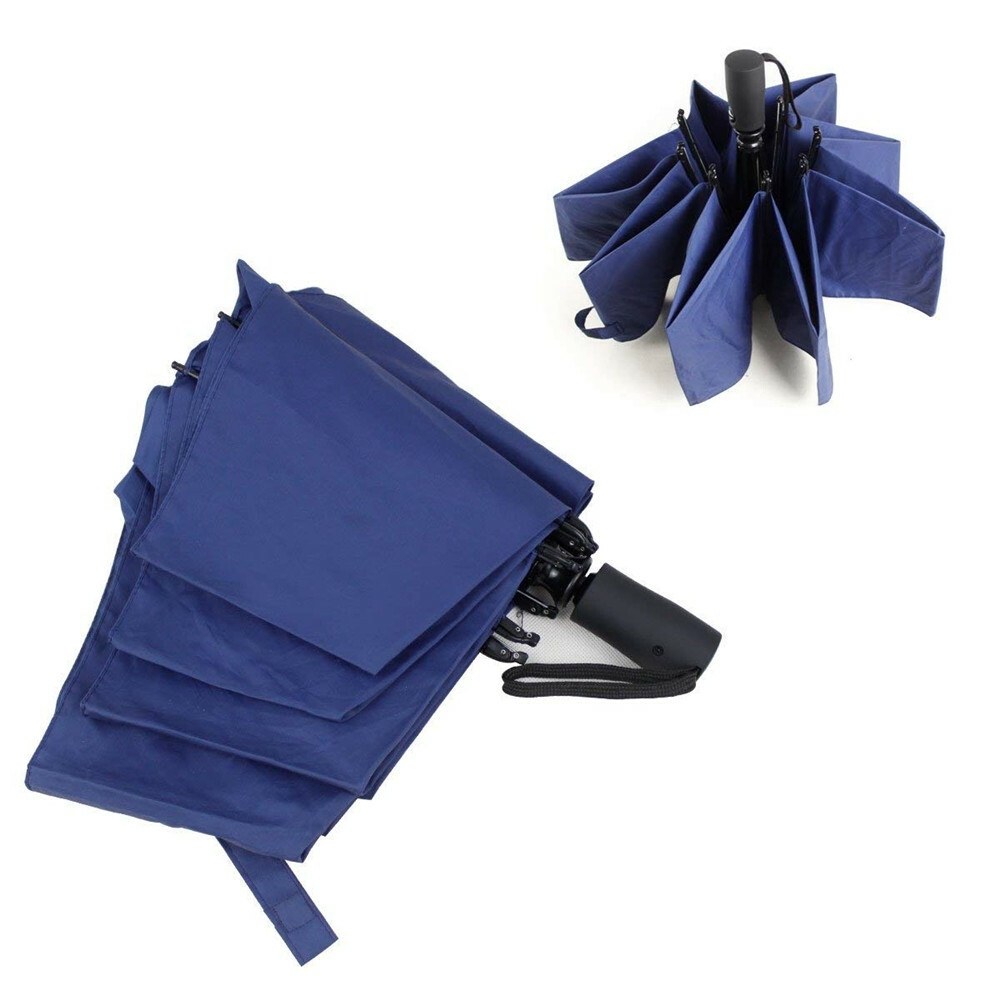 Ombrelle-parapluie pliant classique bleu marine, fabriqué, anti-choc, anti-balles, 46 pouces