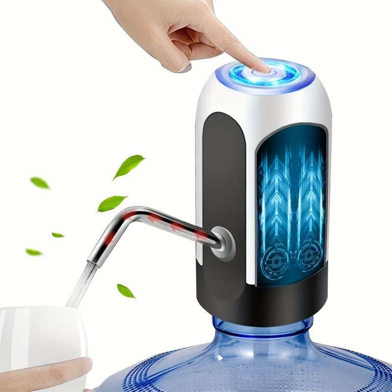1pc Pompe à eau électrique pour bouteille, distributeur automatique rechargeable par USB pour bouteilles universelles de 3 à 5 gallons, distributeur deau portable avec lumière LED pour le camping, diamètre de 2.75 pouces détails 1