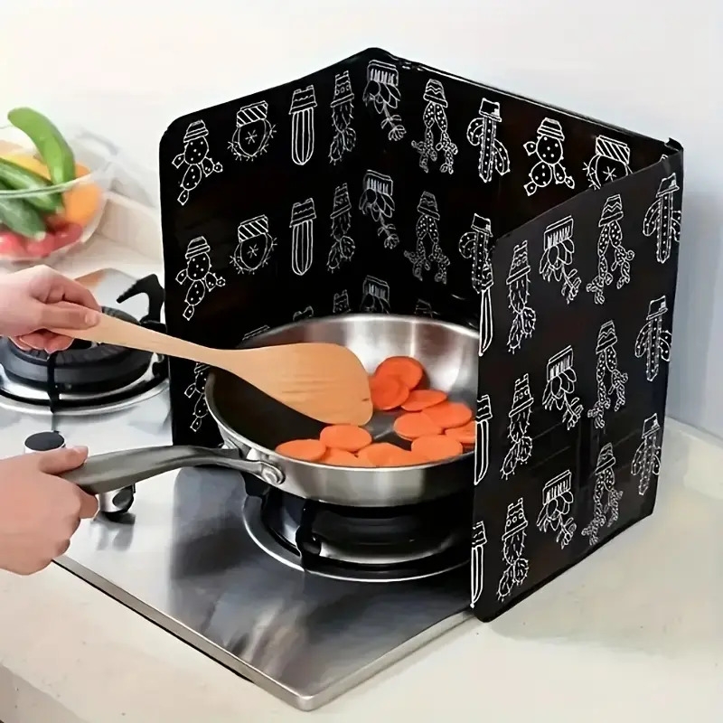 2pcs protection de poêle en aluminium à motif de cactus,     à la chaleur   les éclaboussures dhuile de cuisine, séparateur de cuisson anti-éclaboussures, protection de cuisine - décor de cuisine amusant - accessoire de cuisine en aluminium, décor de cactus détails 4