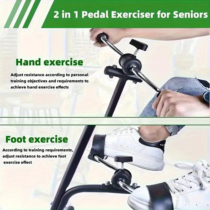 adjustable portable foldable pedal exerciser mechanical   training bike no power needed space saving design 16 54 wide for home   workouts black iron construction exercise bike indoor workout gear   durable frame seniors fitness details 4