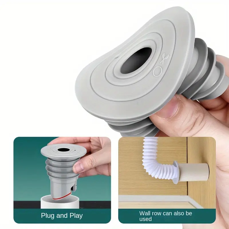 1pc dispositif de prévention des retours dodeurs - joint en silicone et bouchon de vidange, pliable, adapté aux canalisations dégout, éviers de cuisine, lave-linges, aucun , , accessoire pour lave-linge - installation polyvalente - hermétique détails 5