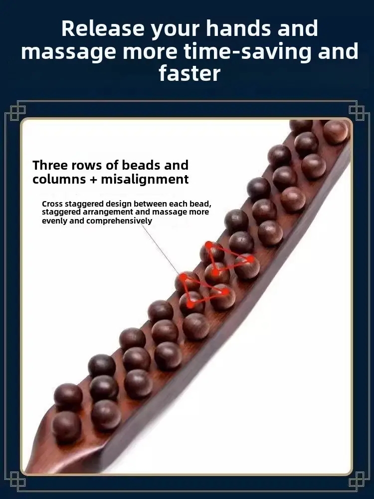 bâton de massage à 35 perles, corporel pour le déblocage des s du corps , roulement des tendons, frottement abdominal, grattoir , outil de thérapie non électrique et portatif. détails 3