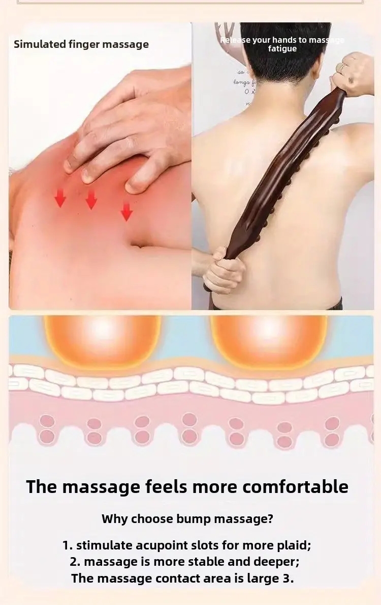 bâton de massage à 35 perles, corporel pour le déblocage des s du corps , roulement des tendons, frottement abdominal, grattoir , outil de thérapie non électrique et portatif. détails 10