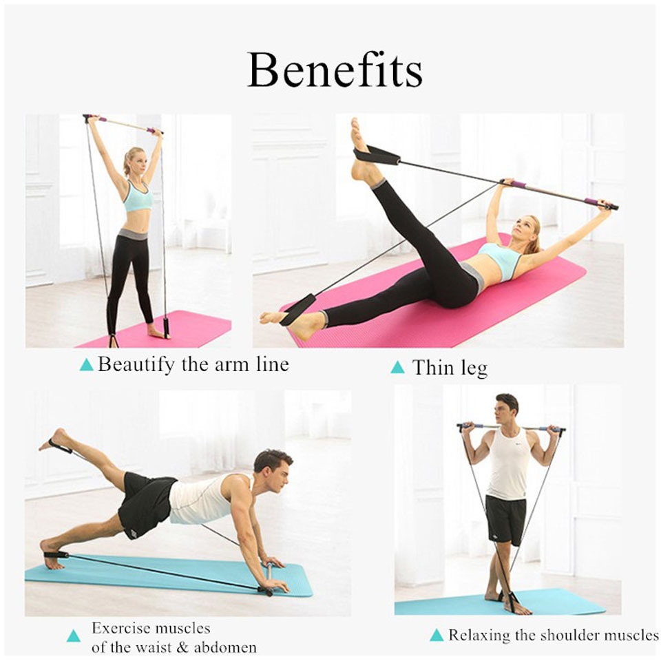 Baton de pilates -Barre de sport réglable pour l'étirement - Yoga - Crossfit