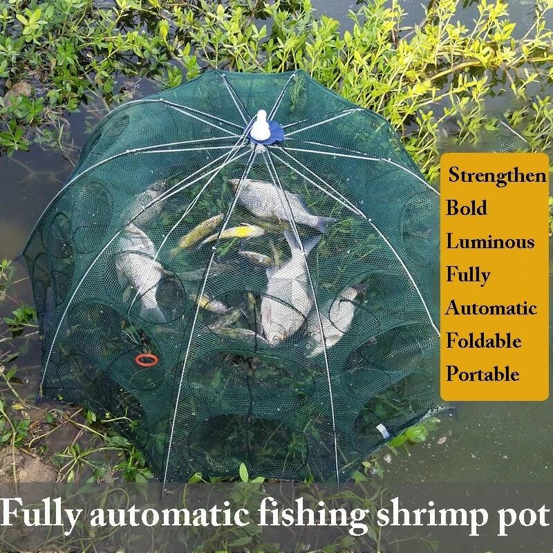 Pliable Portable Fil D’Acier Pot De Pêche Piège Filets Crabe Crawdad Cage Panier A Poissons