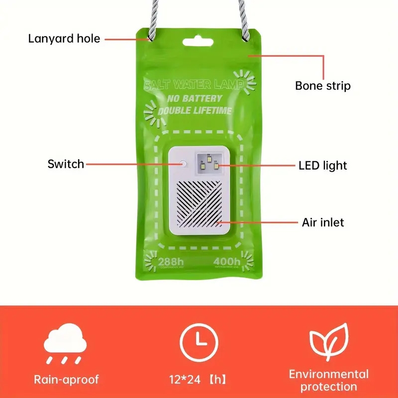 lampe de camping led activée par leau - portable, batterie, 3.9 x 7.8 lampe à eau salée avec luminosité réglable & mode clignotant, pour les urgences, la survie, la pêche et air - haute qualité, pas de batteries nécessaires détails 4