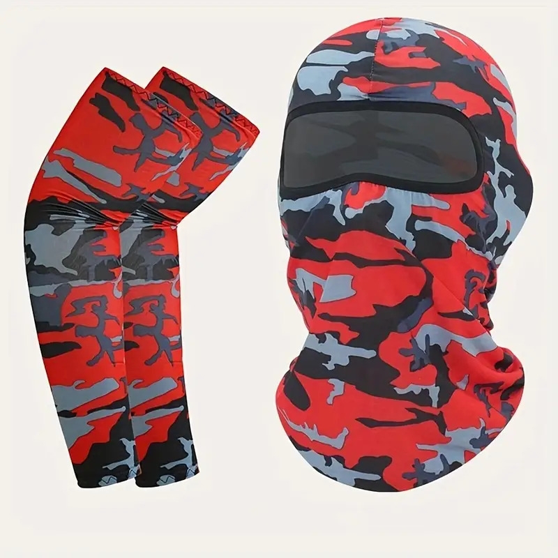 ensemble 2 pièces de cagoule sportive pour hommes & manches pour activités extérieures - polyester 2