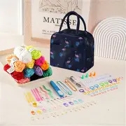 65pièces kit de   crochet avec sac de rangement, ensemble doutils de bricolage pour débutants,   du fil, des crochets, des aiguilles, des fournitures dartisanat, couleur mélangée, impression aléatoire détails 6