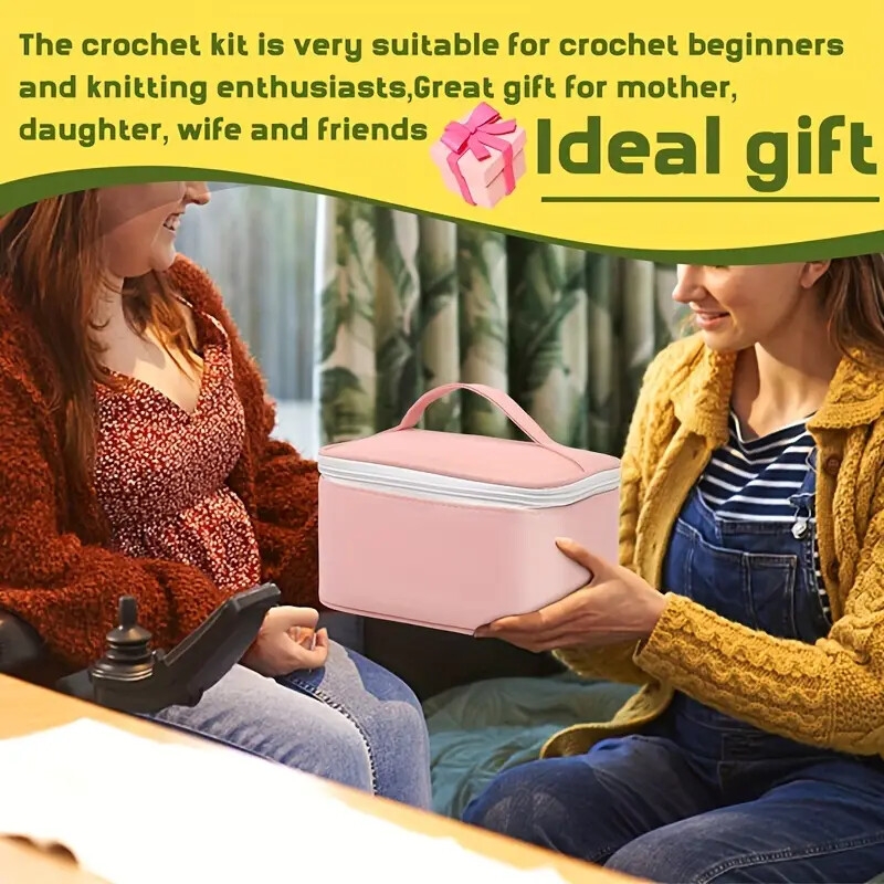 kit de crochet complet de 129 pièces avec fil, crochets, aiguilles & accessoires - inclut sac de rangement pour débutants, couleurs assorties détails 5