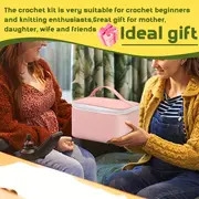 kit de crochet complet de 129 pièces avec fil, crochets, aiguilles & accessoires - inclut sac de rangement pour débutants, couleurs assorties détails 5