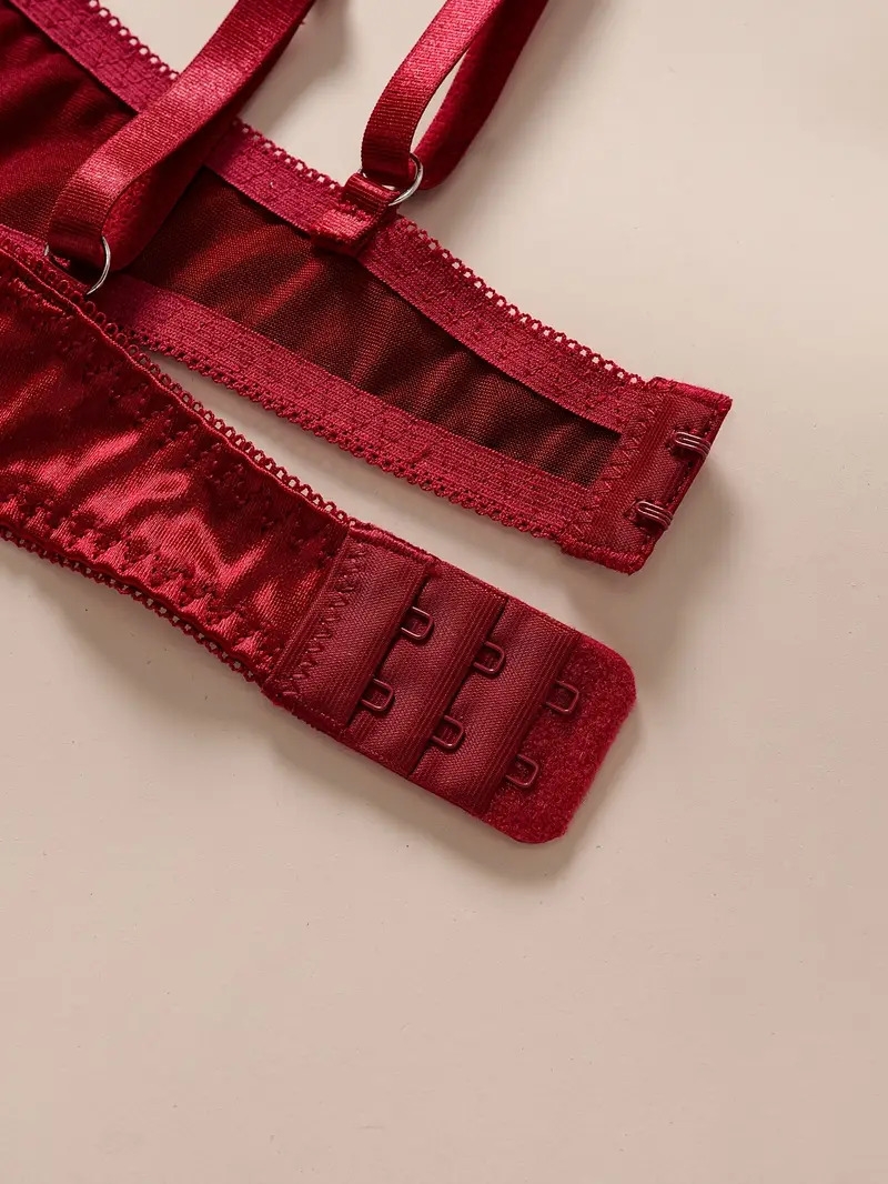 ensemble de sous-vêtements semi-  brodés à fleurs pour femmes sensuelles avec anneau en acier pour la saint-valentin Détails du produit 7